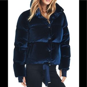 SAM. Sophia Velvet Puffer in Navy